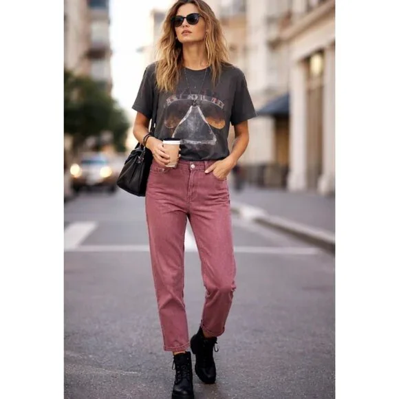 Baykan Denim Mauve Design Sample Jeans Cropped Fit - Picture 2 of 16